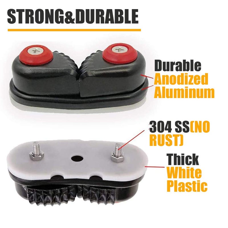 RANDDER Kayak Cam Cleat  Boat Canoe Sailing Boat Dinghy Aluminum Cam Cleats Fast Entry Kayak Cleats (Black-2 Pack) - Image 3